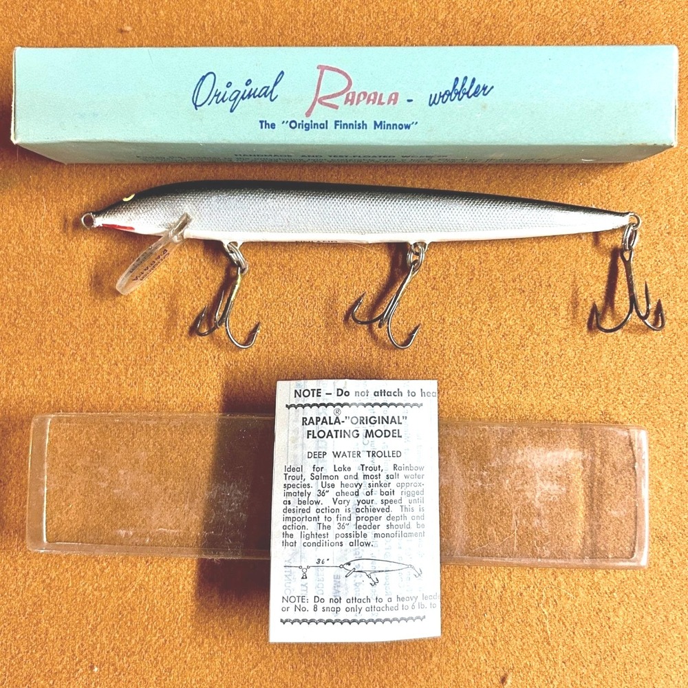 Vintage Rapala Original Floating Wobbler Silver Finnish Minnow Lure with Box